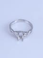 thumb 925 Sterling Silver 18K White Gold Plated Geometric Ring Setting Stone size: 6*8mm 0