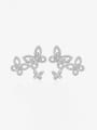 thumb 925 Sterling Silver Cubic Zirconia Butterfly Luxury Cluster Earring 2