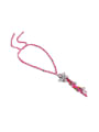 thumb Pearl Cotton Tassel Hand-Woven  Flower Lariat Necklace 0