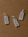 thumb S925 silver distressed vintage printed square plaque pendant 0