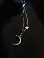 thumb 925 Sterling Silver Rhinestone Star Moon Dainty Necklace 2