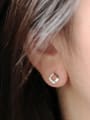 thumb 925 Sterling Silver Cubic Zirconia Square Dainty Stud Earring 2