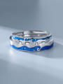 thumb 925 Sterling Silver Enamel Irregular Cute Couple Ring 2