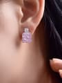 thumb 925 Sterling Silver High Carbon Diamond Square Dainty Stud Earring 1