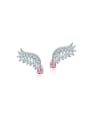 thumb 925 Sterling Silver High Carbon Diamond Wing Luxury Stud Earring 0