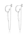 thumb 925 Sterling Silver Cubic Zirconia Tassel Minimalist Drop Earring 2