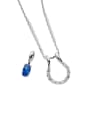 thumb 925 Sterling Silver Sapphire Blue Geometric Variety of wearing methods Dainty Necklace 0