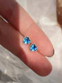 thumb 925 Sterling Silver Sapphire Blue Heart Dainty Stud Earring 0