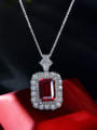 thumb 925 Sterling Silver High Carbon Diamond Rectangle Luxury Necklace 0