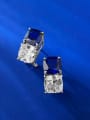 thumb 925 Sterling Silver Cubic Zirconia Square Luxury Stud Earring 1