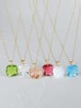 thumb 925 Sterling Silver Glass Stone Square Minimalist Necklace 1