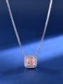 thumb 925 Sterling Silver High Carbon Diamond Square Luxury Necklace 2