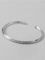 thumb 925 Sterling Silver Carved Geometric Vintage Cuff Bangle 1