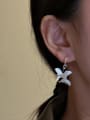 thumb 925 Sterling Silver Shell Butterfly Vintage Huggie Earring 1