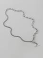 thumb 925 Sterling Silver Geometric Vintage Asymmetrical  Hollow Chain Necklace 0