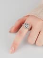 thumb 925 Sterling Silver Cubic Zirconia Flower Dainty  Can Be Rotated Band Ring 1