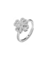 thumb 925 Sterling Silver Cubic Zirconia Flower Dainty  Can Be Rotated Band Ring 0