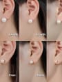 thumb 925 Sterling Silver Freshwater Pearl Geometric Dainty Stud Earring 2