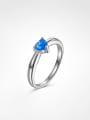 thumb 925 Sterling Silver Synthetic Opal Heart Dainty Band Ring 0