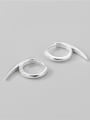 thumb 925 Sterling Silver Smooth Simple Pointed Tail Ear Ring 2