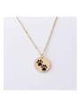 thumb Stainless steel disc engraving dog paw pattern pendant necklace 0