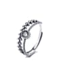 thumb 925 Sterling Silver Cubic Zirconia Leaf Vintage Stackable Ring 0