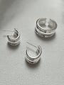 thumb 925 Sterling Silver  Minimalist Smooth Three-Layer Earrings Stud Earring 0