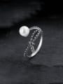 thumb 925 Sterling Silver Imitation Pearl Bowknot Vintage Ring 0