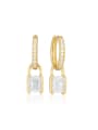 thumb 925 Sterling Silver Cubic Zirconia Geometric Minimalist Huggie Earring 0