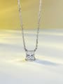 thumb 925 Sterling Silver High Carbon Diamond Square Minimalist Necklace 2