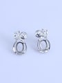 thumb 925 Sterling Silver 18K White Gold Plated Oval Earring Setting Stone size: 6*8mm 0