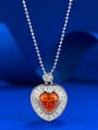 thumb 925 Sterling Silver Cubic Zirconia Heart Dainty Beaded Chain Necklace 1