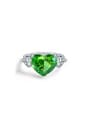 thumb 925 Sterling Silver High Carbon Diamond Green Heart Luxury Band Ring 0