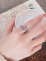 thumb 925 Sterling Silver Cubic Zirconia Geometric Leaf Vintage Stackable Ring 1