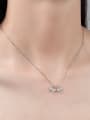 thumb 925 Sterling Silver Cubic Zirconia Swan Minimalist Necklace 2