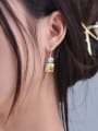 thumb 925 Sterling Silver High Carbon Diamond Yellow Geometric Luxury Hook Earring 1