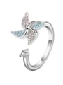 thumb 925 Sterling Silver Cubic Zirconia Flower Cute Rotating Windmill Band Ring 4