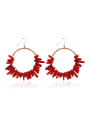 thumb Alloy Copper wire Coral Geometric Bohemia Hand-Woven Drop Earring 0