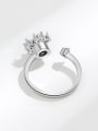 thumb 925 Sterling Silver Cubic Zirconia Flower Cute  Can Be Rotated Band Ring 3