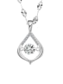 thumb 925 Sterling Silver Cubic Zirconia Water Drop Minimalist Necklace 0