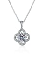 thumb 925 Sterling Silver Moissanite Clover Dainty Necklace 0