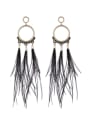 thumb Alloy Feather Round Bohemia Hand woven Drop Earring 0