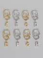 thumb 925 Sterling Silver Cubic Zirconia White Letter Trend Huggie Earring 0