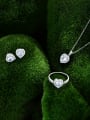 thumb 925 Sterling Silver Cubic Zirconia Luxury Heart Earring Ring and Necklace Set 0