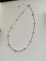 thumb 925 Sterling Silver Dainty Geometric  Freshwater Pearl Bracelet and Necklace Set 4