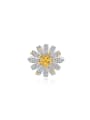 thumb 925 Sterling Silver High Carbon Diamond Yellow Flower Dainty Ring 0