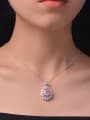 thumb 925 Sterling Silver High Carbon Diamond Pink Water Drop Luxury Necklace 1