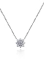 thumb 925 Sterling Silver High Carbon Diamond White Flower Dainty Necklace 0