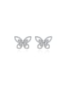 thumb 925 Sterling Silver High Carbon Diamond Butterfly Dainty Stud Earring 0