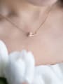 thumb 925 Sterling Silver Imitation Pearl Geometric Intersection Minimalist Necklace 0